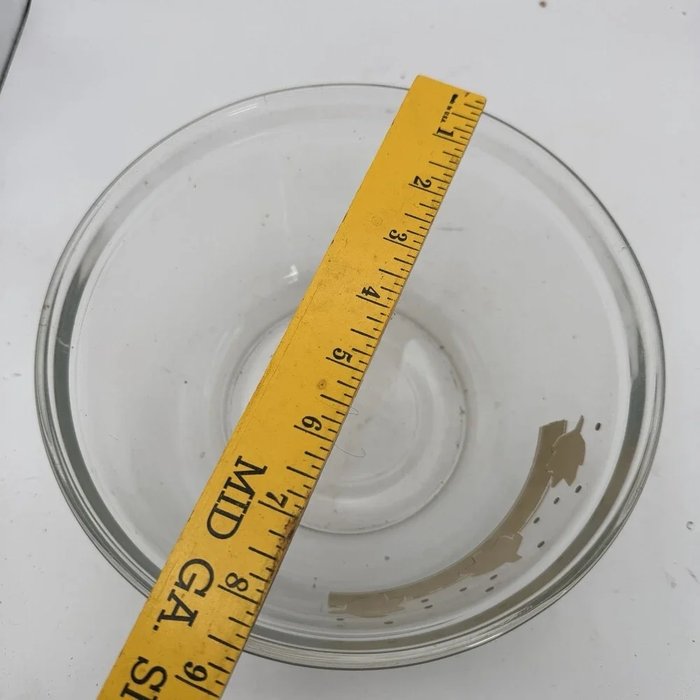 Anchor Hocking Clear Plaid Green leaf Mixing Bowl 2.5 Qt USA 1058